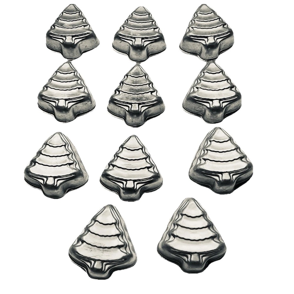 3.5"  Mini Christmas Tree Shaped Holiday Baking Silver Tin Pans Pack of 11